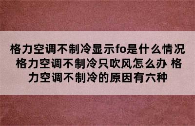 格力空调不制冷显示fo是什么情况 格力空调不制冷只吹风怎么办 格力空调不制冷的原因有六种